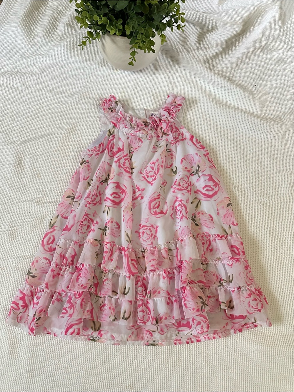 Blueberi Boulevard Pink Floral Ruffle Tiered Sundress